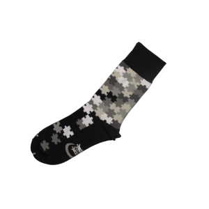 Puzzel-aut sokken zwart wit